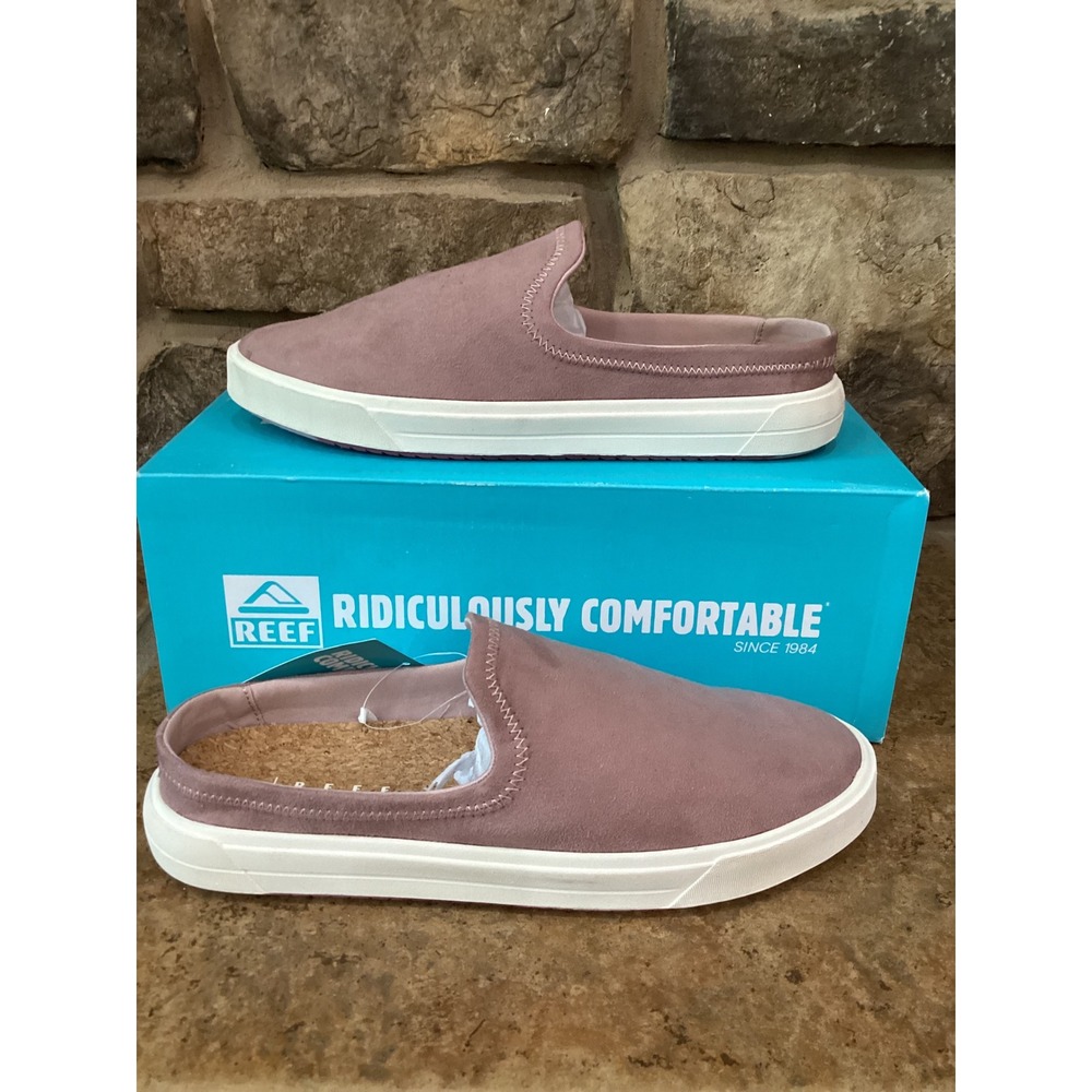 Reef Coastal Breeze Pale Mauve Slip On Mule Shoes CJ7496 Womens Size 9 New